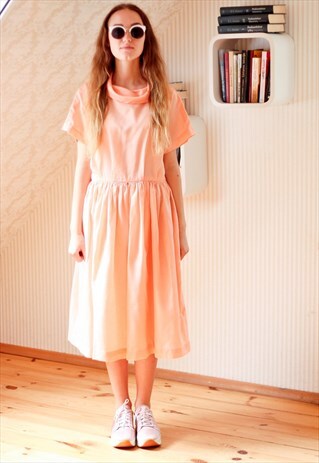 LIGHT ORANGE PEACH HANDMADE DRESS