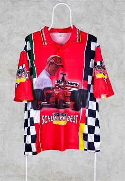 Vintage Formula One F1 Michael Schumacher Polo Shirt Red 