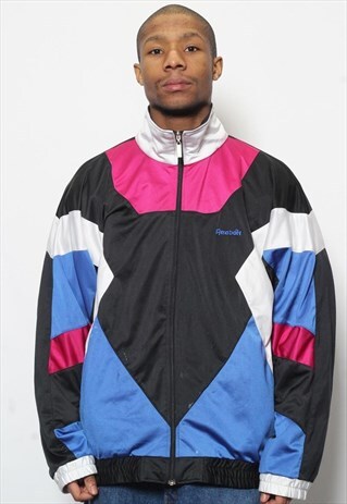 VINTAGE REEBOK TRACK TOP JACKET PINK BLACK