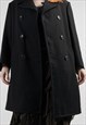 VINTAGE 90S CLASSIC BLACK STRAIGHT MIDI DOUBLE BREASTED COAT