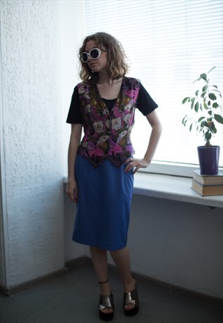 VINTAGE 80'S MULTI COLOUR PATTERNED VEST