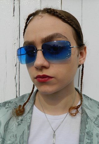 BLUE Y2K DIAMONTE SUNGLASSES