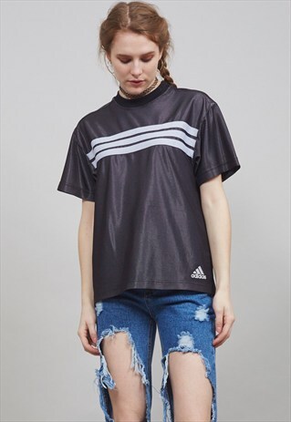VINTAGE 90'S MESH METALLIC MONOCHROME ADIDAS T-SHIRT