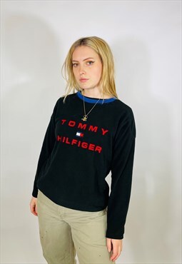 Vintage 90s Tommy Hilfiger Embroidered Black Sweatshirt