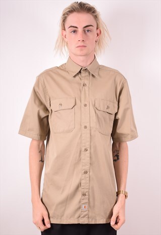 CARHARTT MENS VINTAGE SHIRT MEDIUM KHAKI 90S