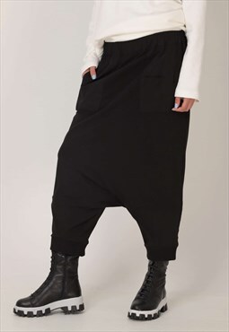 Jersey harem pants with low drop crotch and pockets 