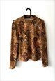 PAISLEY PSYCHEDELIC TAN BROWN PATTERNED TOP BLOUSE M