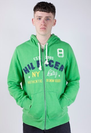 VINTAGE 90S HILFIGER DENIM GREEN HOODIE