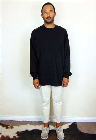 90S OVERSIZE MINIMALIST SPORTSWEAR BLACK LONG SLEEVE TEE XL
