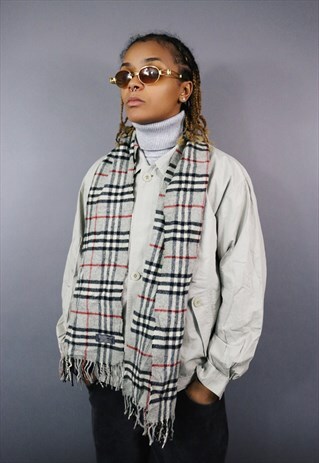 VINTAGE BURBERRY CASHMERE NOVA CHECK SCARF