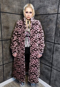 Authentic Soviet Union jacket Vintage fleece coat in leopard
