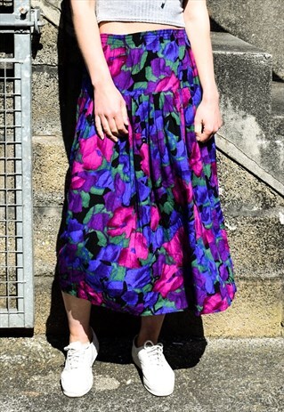 VINTAGE 90S FLORAL MIDI SKIRT