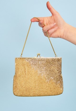 STUNNING 50'S ART DECO STYLE BEADED EVENING CLUTCH STYLE BAG