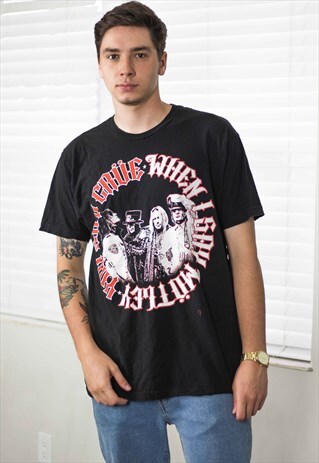 VINTAGE MOTLEY CRUE ROCK T-SHIRT LOGO 90S XL 7.2