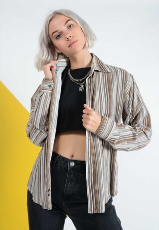 CORDUROY SHIRT IN BROWN WITH STRIPES.