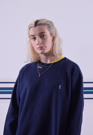 NAVY YVES SAINT LAURENT RIBBED SWEATSHIRT