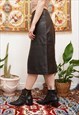VINTAGE 90S REAL LEATHER GOTH MIDI SKIRT IN BLACK