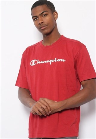 VINTAGE CHAMPION BIG SPELL OUT LOGO T-SHIRT RED