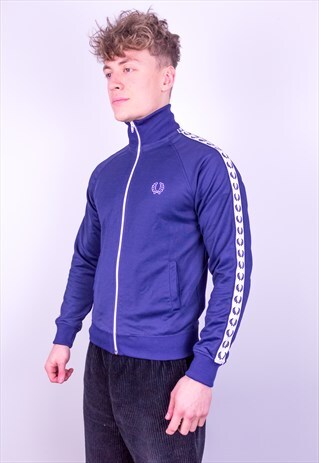 VINTAGE FRED PERRY TRACK JACKET IN BLUE