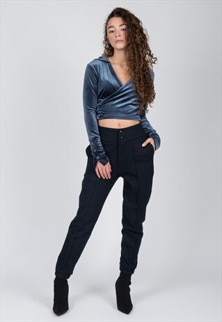 CARROT FIT JOGGING LIKE TROUSERS IN DARK BLUE WOOL