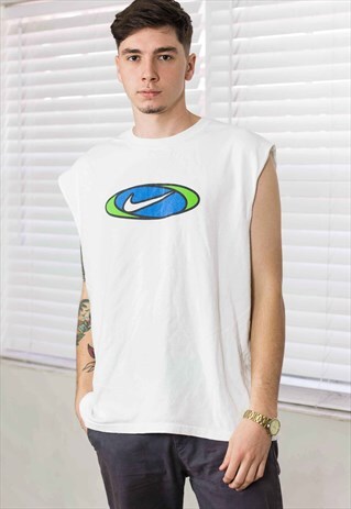VINTAGE NIKE SLEEVELESS T-SHIRT LOGO 90S L 8.2