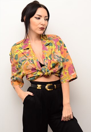 VINTAGE 90'S RETRO FUNKY ABSTRACT PATTERNED OVERSIZED SHIRT