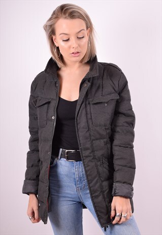 ELLESSE WOMENS VINTAGE PADDED JACKET SMALL GREY 90'S
