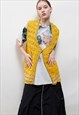VINTAGE 90S CHIC YELLOW CROCHET SEMI SHEER ONE BUTTON VEST M