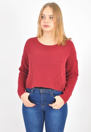 VINTAGE KNITWEAR JUMPER IN MAROON