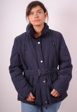 ROBE DI KAPPA WOMENS VINTAGE PADDED JACKET XL NAVY BLUE 90S