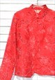 VINTAGE RED/WHITE FLORAL JACQUARD LINEN BLEND JACKET