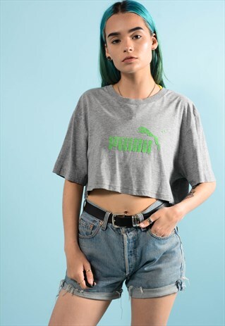 PUMA GREY PUMA CROP T-SHIRT