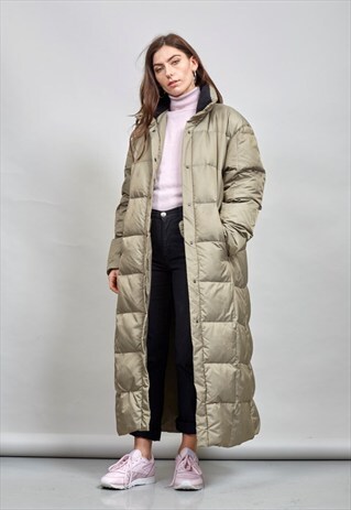 VINTAGE 90'S ARMANI KHAKI MAXI PUFFER COAT