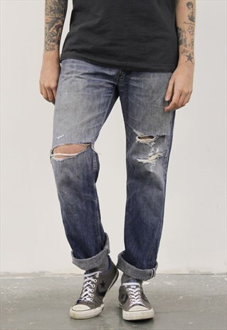 VINTAGE BLUE LEVI'S 501 RIPPED JEANS