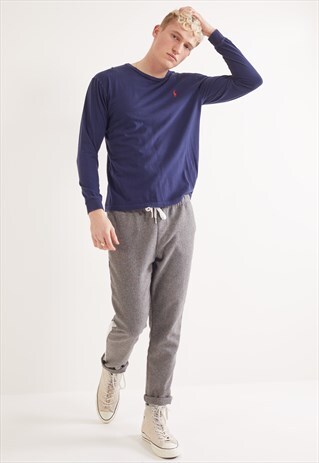 VINTAGE RALPH LAUREN LONG SLEEVE TOP BLUE