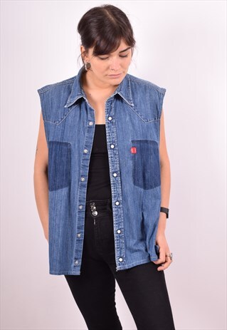 LEVI'S WOMENS VINTAGE DENIM SHIRT XL BLUE 90S