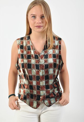 VINTAGE CHECKED VELVET VEST