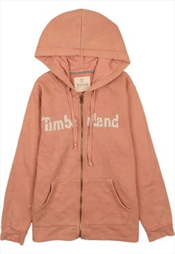 Vintage 90's Timberland Hoodie Spellout Full Zip Up Pink