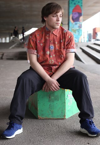 VINTAGE ORANGE FUNKY COTTON SHORT SLEEVE SHIRT