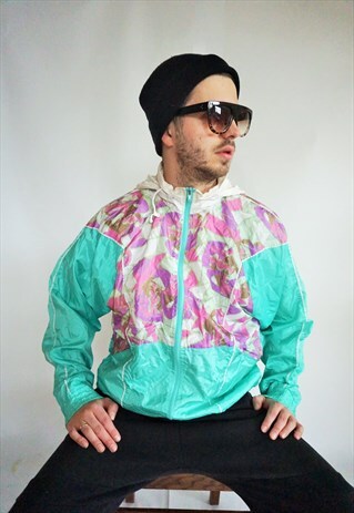 VINTAGE PARACHUTE WINDBREAKER RAINCOAT TRACKSUIT JACKET HOOD