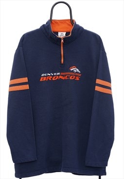 Vintage NFL Denver Broncos Navy 1/4 Zip Sweatshirt Womens