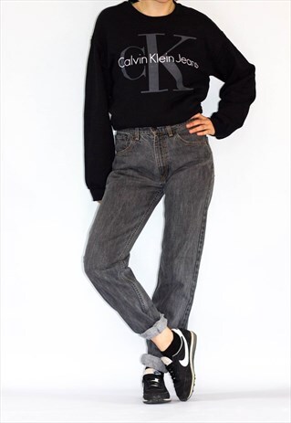 LEVI'S 80'S HIGH RISE TAPERED LEG GREY WASH MOM JEANS