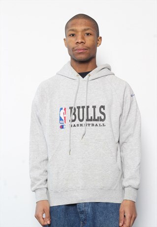 VINTAGE CHAMPION LOGO HOODIE GREY