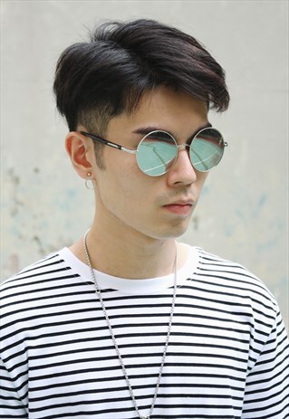 SHALEX SILVER ROUND SUNGLASSES