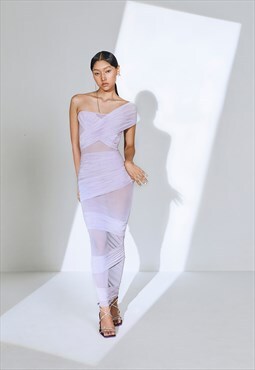 Draped Bodycon Dress in Lilac