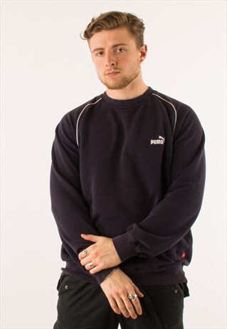 VINTAGE 90S NAVY PUMA CREWNECK SWEATSHIRT XL