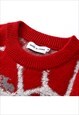 SPIDER WEB SWEATER GOTHIC JUMPER KNITTED GRUNGE TOP IN RED