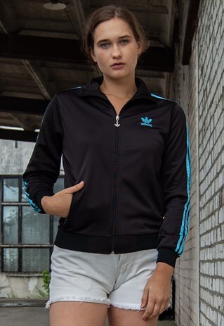 VINTAGE RETRO BLACK ADIDAS SPORTS SHELL JACKET