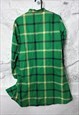 70S GREEN PLAID SHIRT DRESS - SMALL