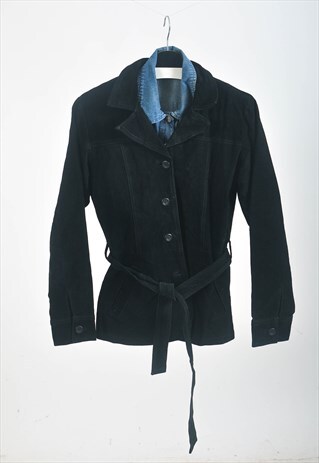VINTAGE 90S SUEDE LEATHER JACKET IN BLACK